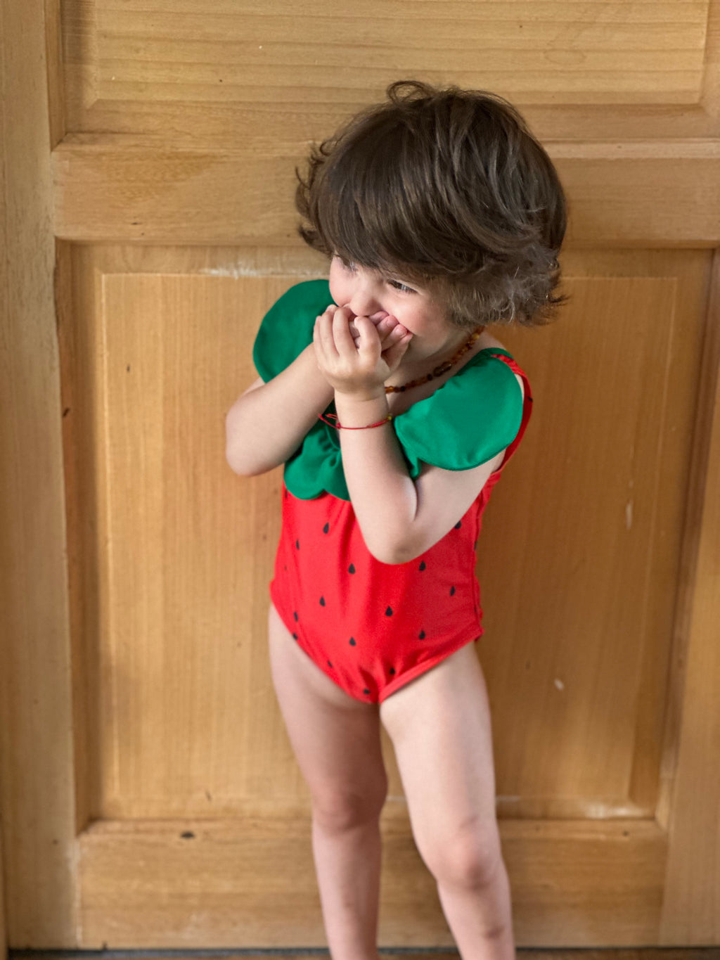 Maillot de bain fraise petite fille Liv&Ciboulette