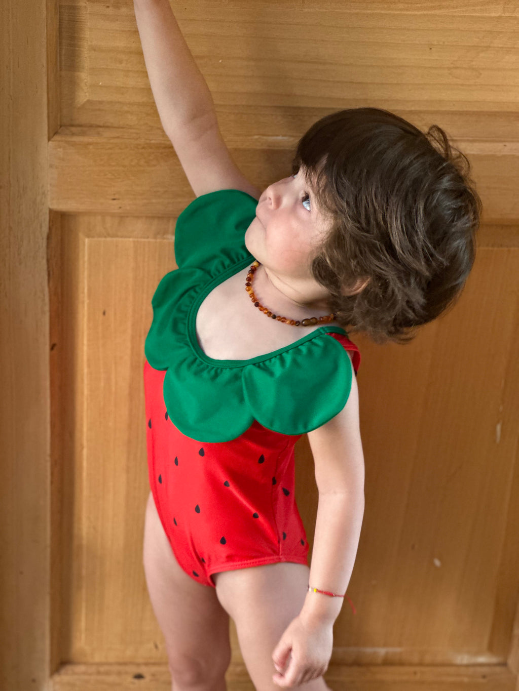 Maillot de bain fraise petite fille Liv&Ciboulette