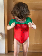 Maillot de bain fraise petite fille Liv&Ciboulette
