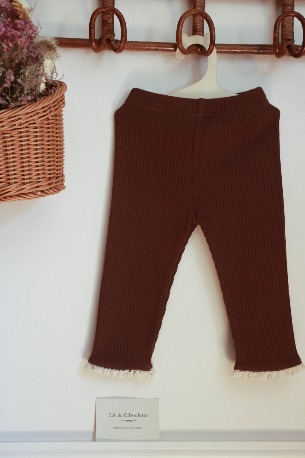 Legging bébé fille dentelle chocolat Liv&Ciboulette