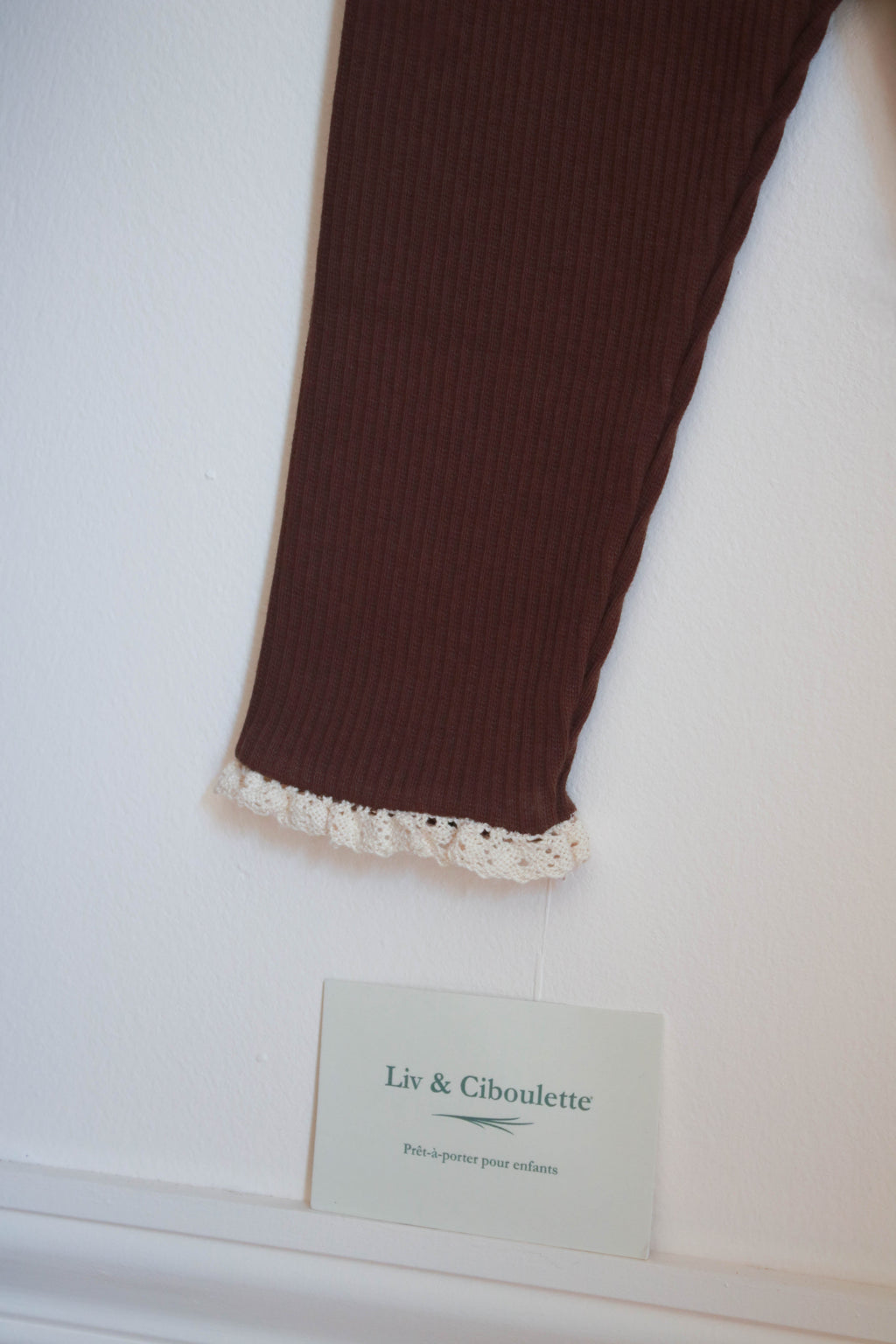 Legging bébé fille dentelle chocolat Liv&Ciboulette