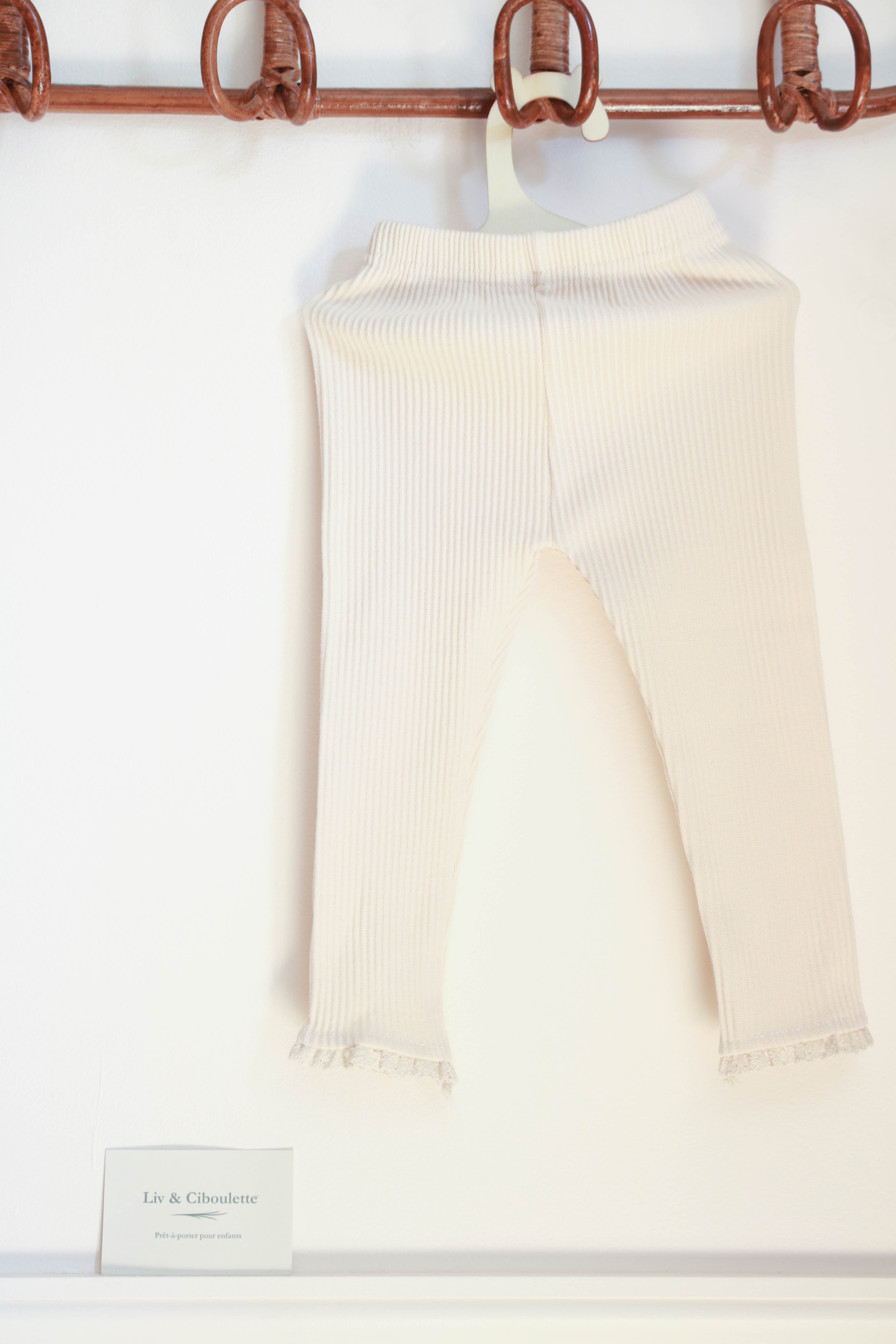 Legging bébé fille dentelle écru Liv&Ciboulette