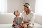 Foulard gris pastel à fleurs femme et enfant – Coton fleuri assorti Liv&Ciboulette