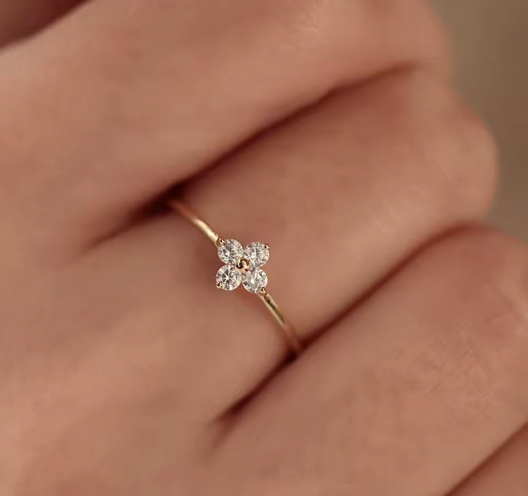 bague zirconium fleurs Liv&Ciboulette