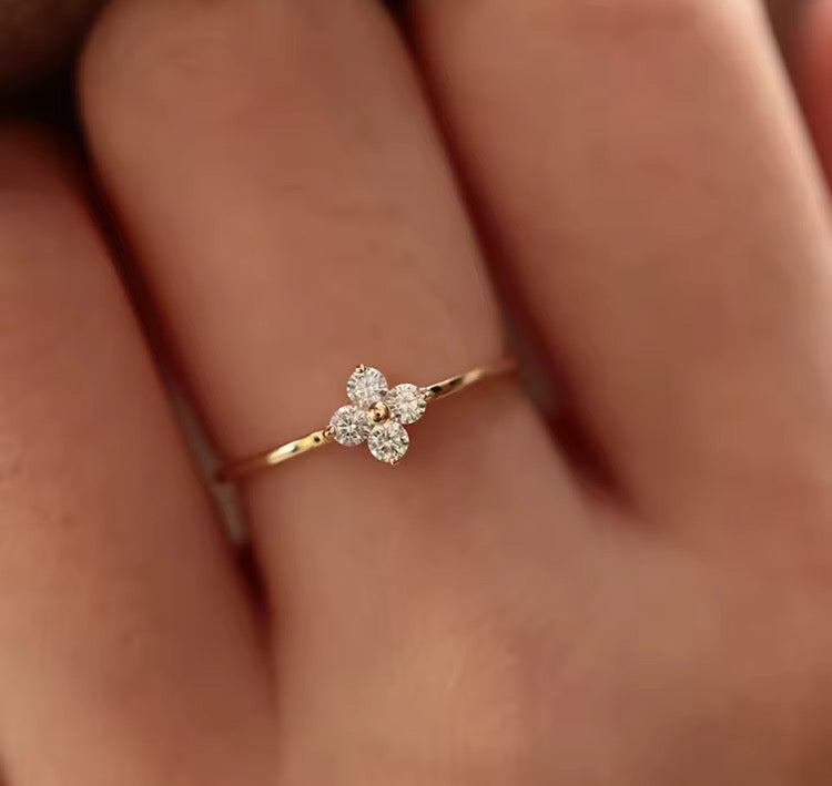 bague zirconium fleurs Liv&Ciboulette
