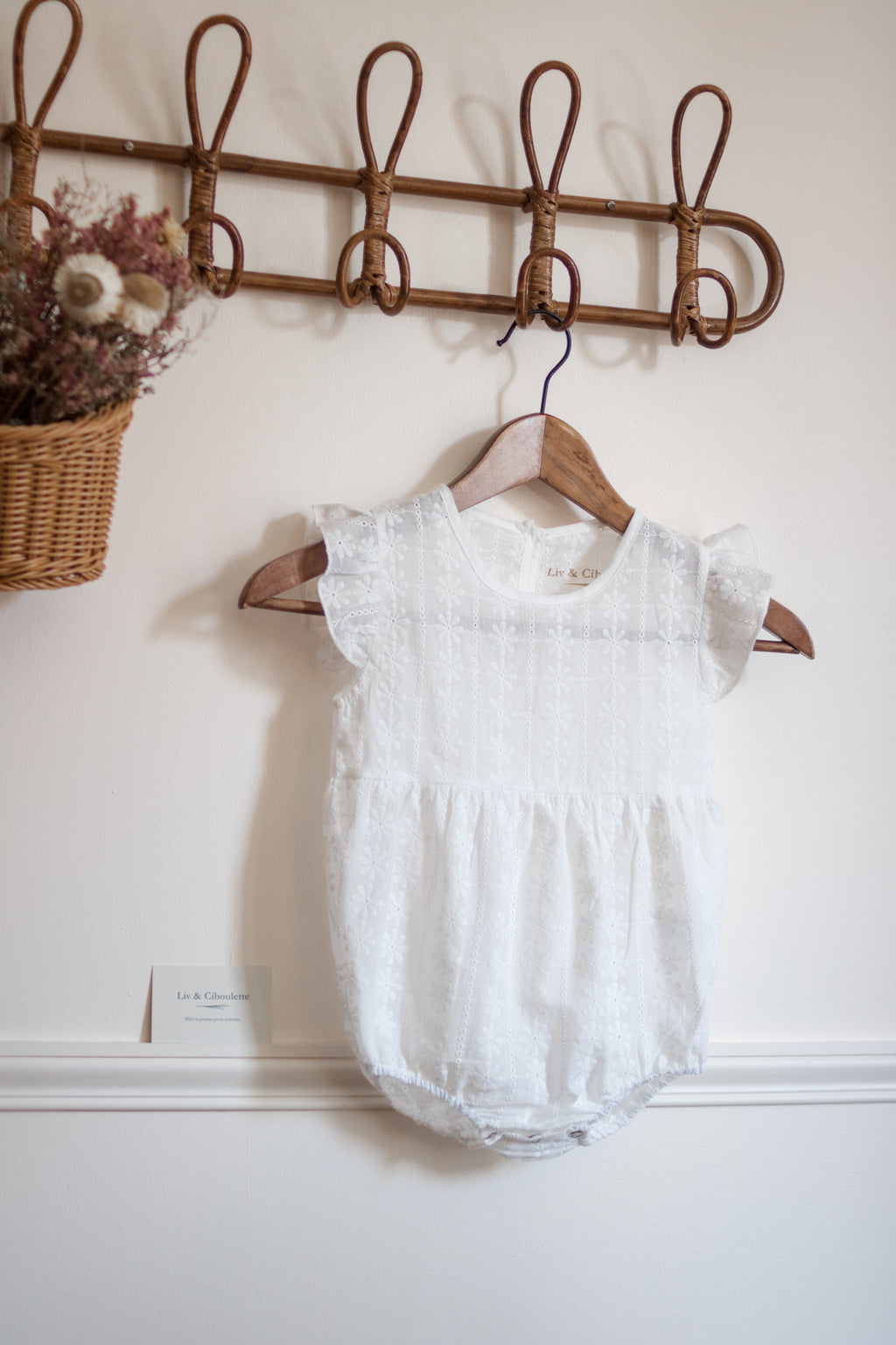 Barboteuse dentelle coton bébé fille été Liv&Ciboulette