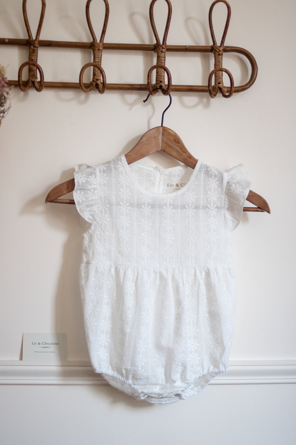 Barboteuse dentelle coton bébé fille été Liv&Ciboulette