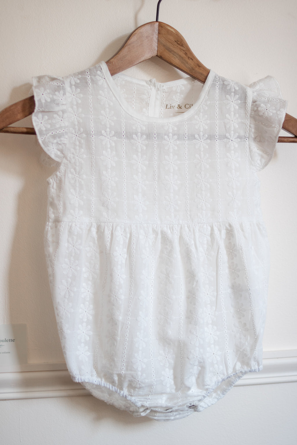 Barboteuse dentelle coton bébé fille été Liv&Ciboulette