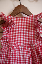 Combinaison bloomer vichy rouge bébé été Liv&Ciboulette