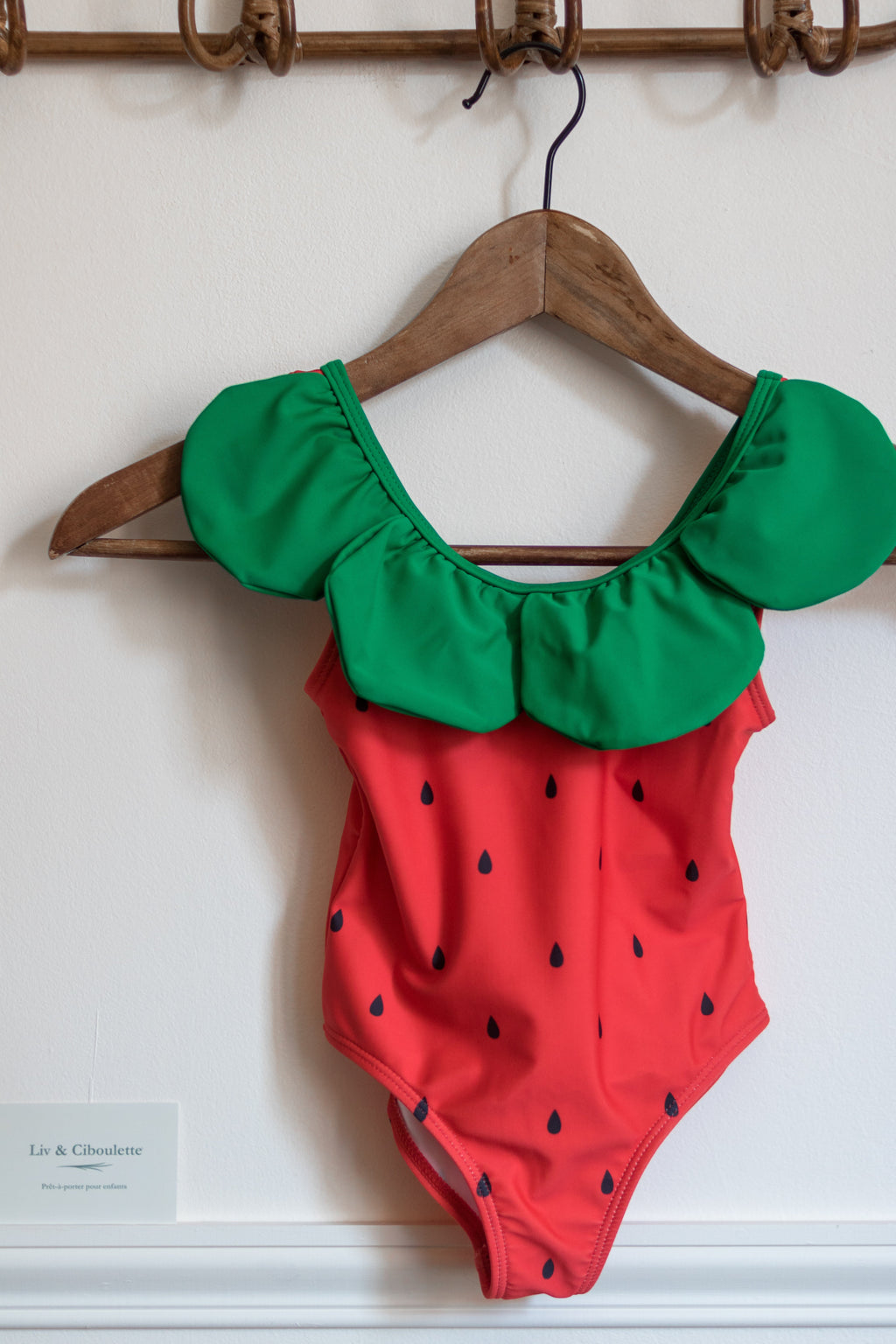 Maillot de bain fraise petite fille Liv&Ciboulette