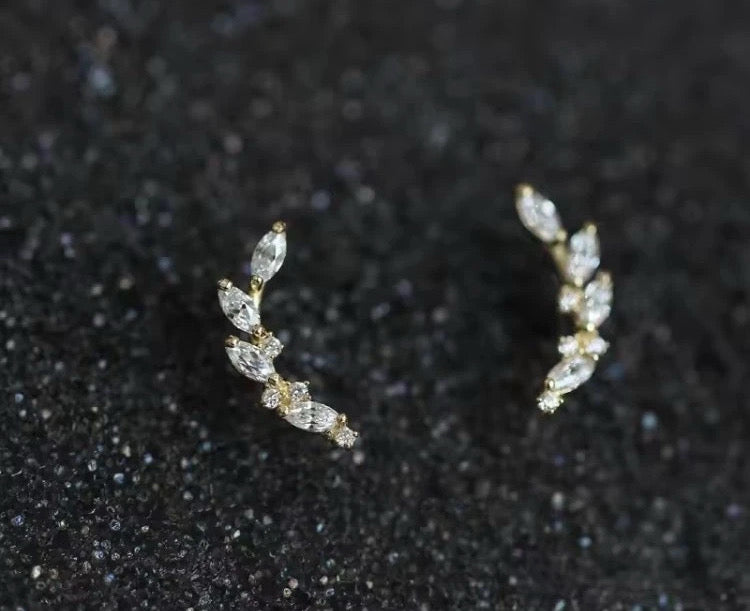 Boucles d’oreilles demi lune oxydes de zirconium Liv&Ciboulette
