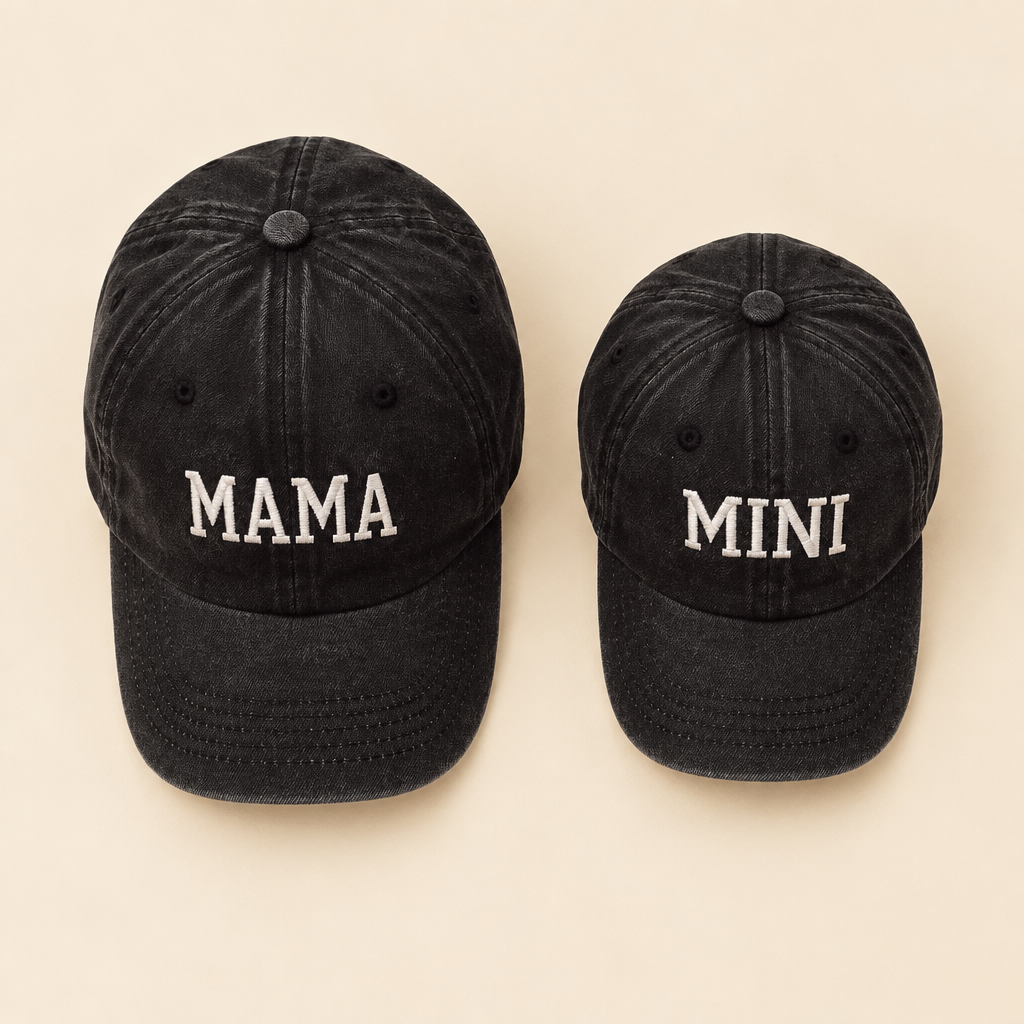 Duo casquettes matchy matchy MAMA & MINI Liv&Ciboulette, fond crème doux