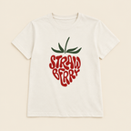 Tee-shirt femme fraise Liv&Ciboulette, fond uni simple