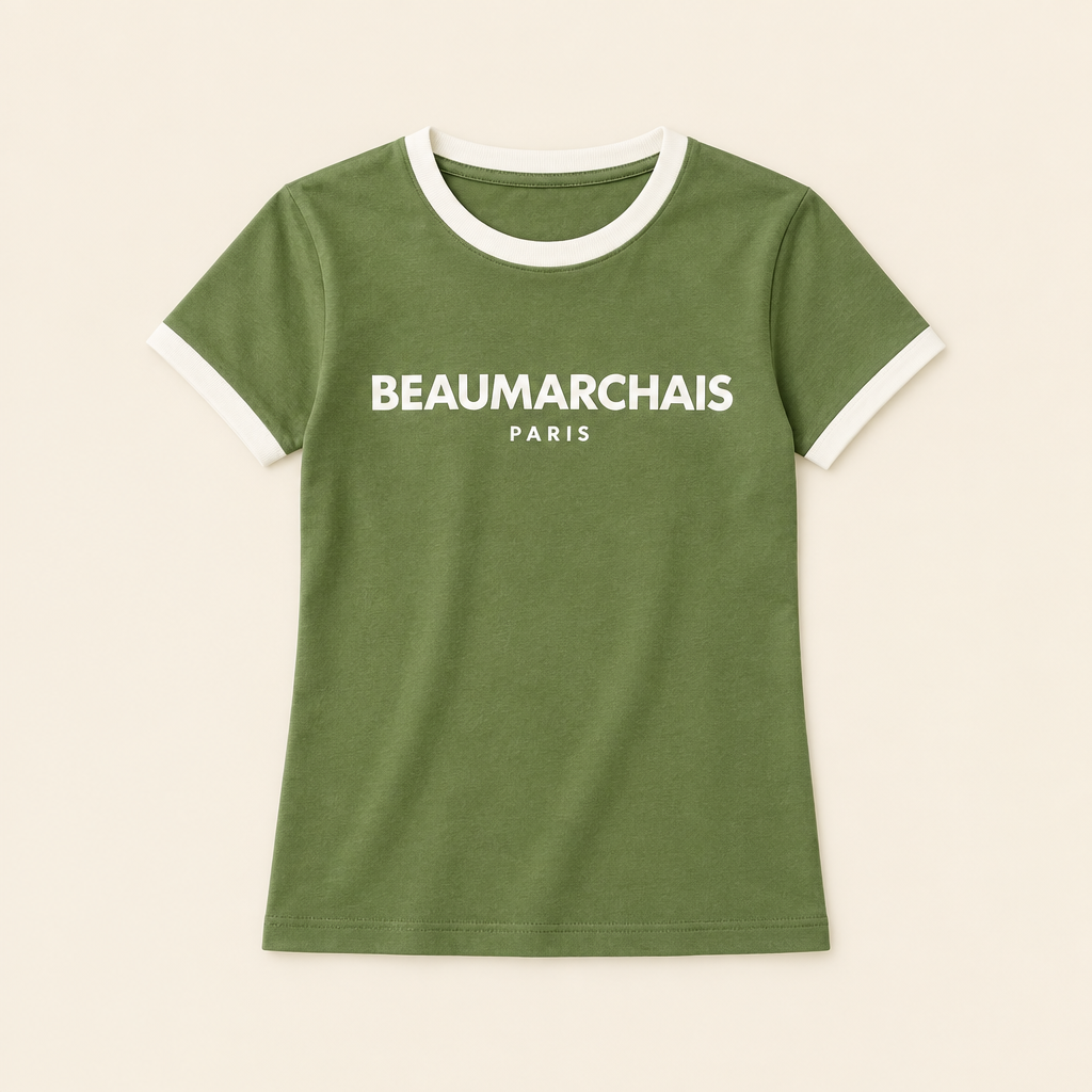 Tee-shirt femme Beaumarchais Liv&Ciboulette, fond uni simple