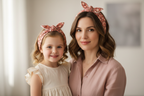 Mère et enfant foulard liberty rosé