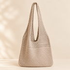 Sac crochet, fond crème doux